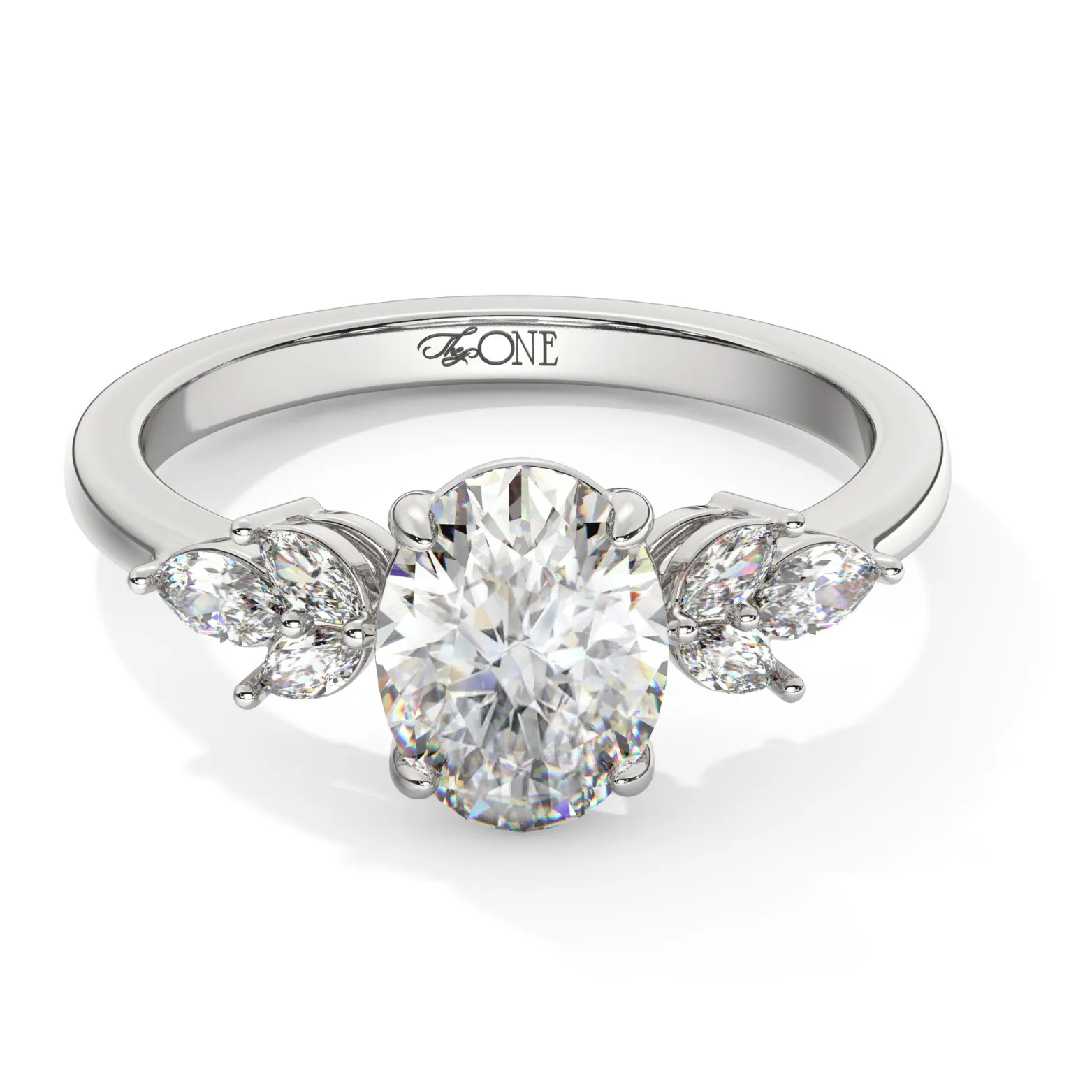 Oval Marquise with Marquise Accents Engagement Ring
