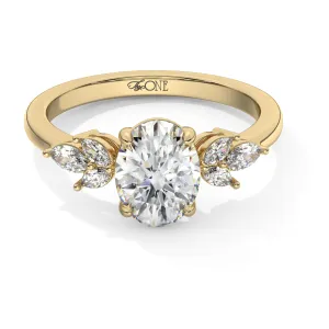 Oval Marquise with Marquise Accents Engagement Ring