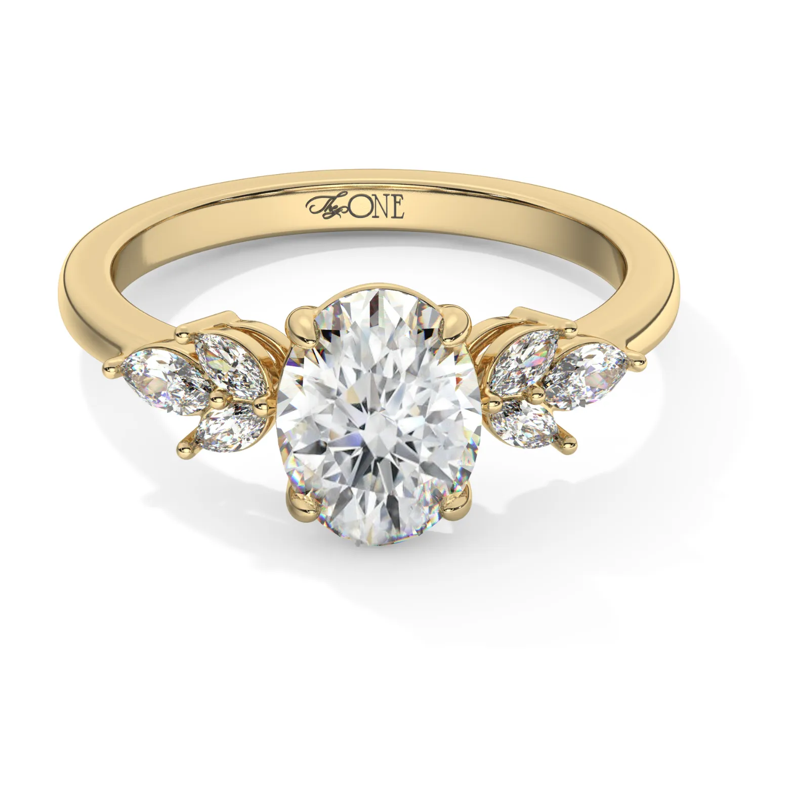 Oval Marquise with Marquise Accents Engagement Ring