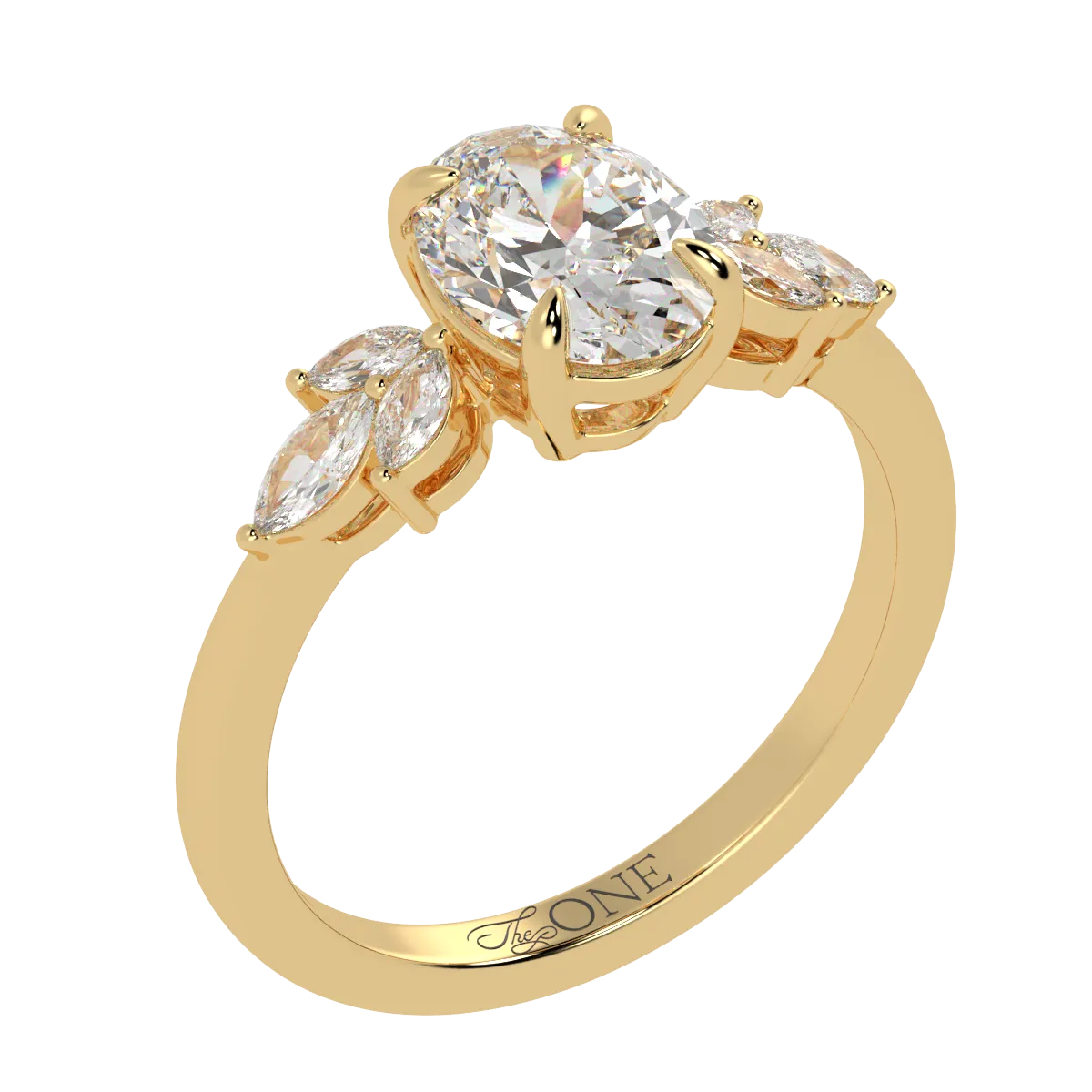 Oval Marquise with Marquise Accents Engagement Ring
