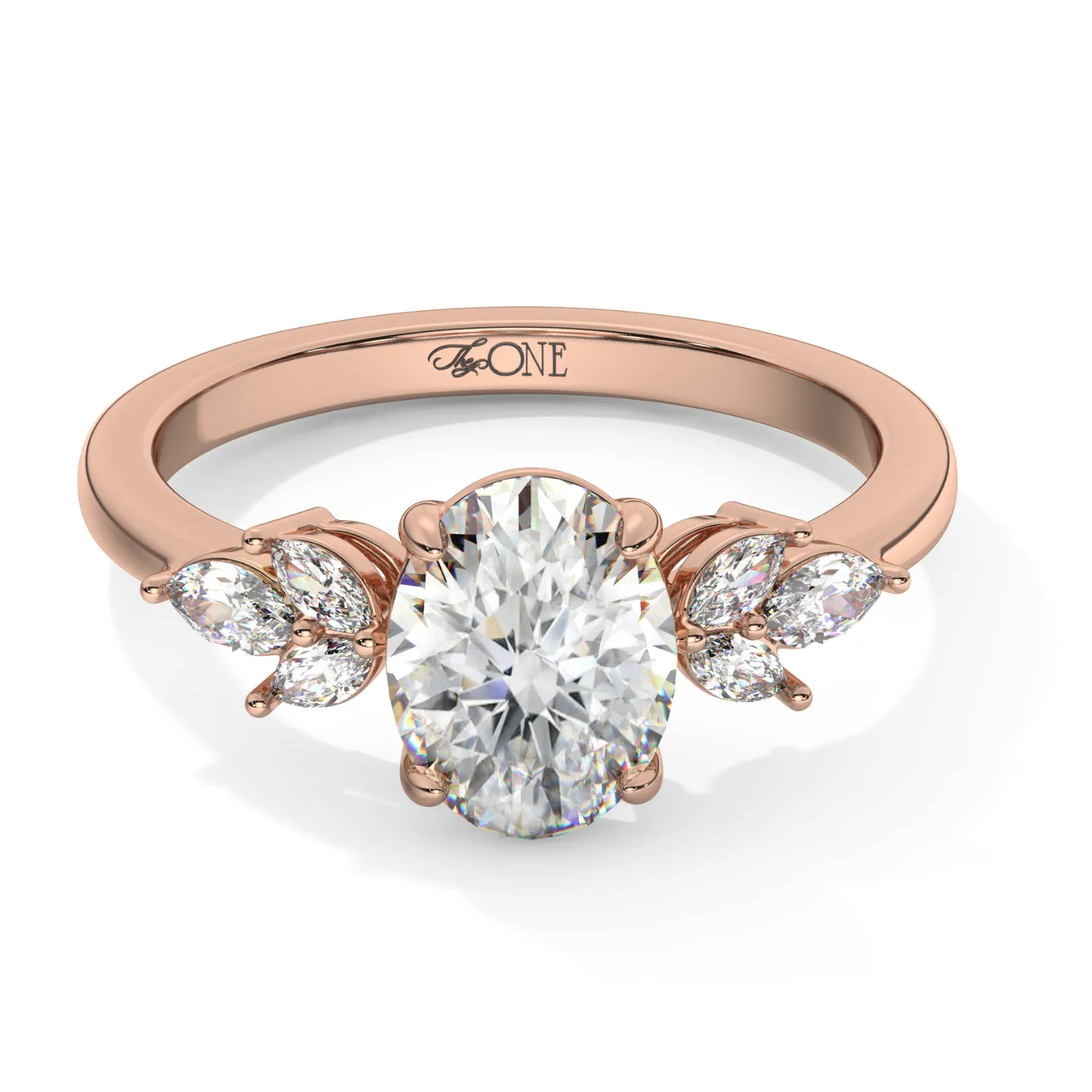Oval Marquise with Marquise Accents Engagement Ring