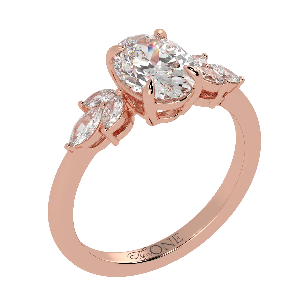 Oval Marquise with Marquise Accents Engagement Ring