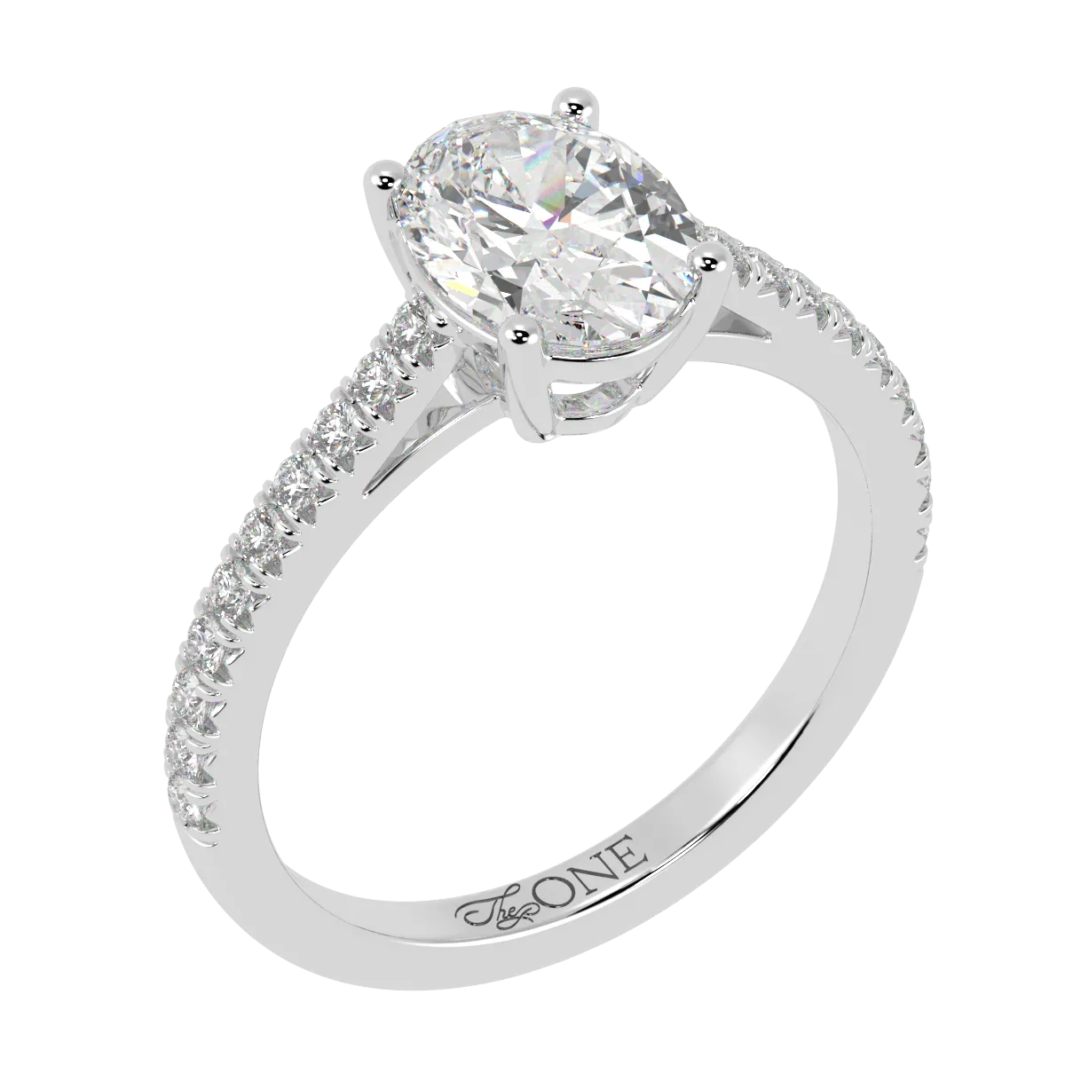 Oval, Pavé Engagement Ring