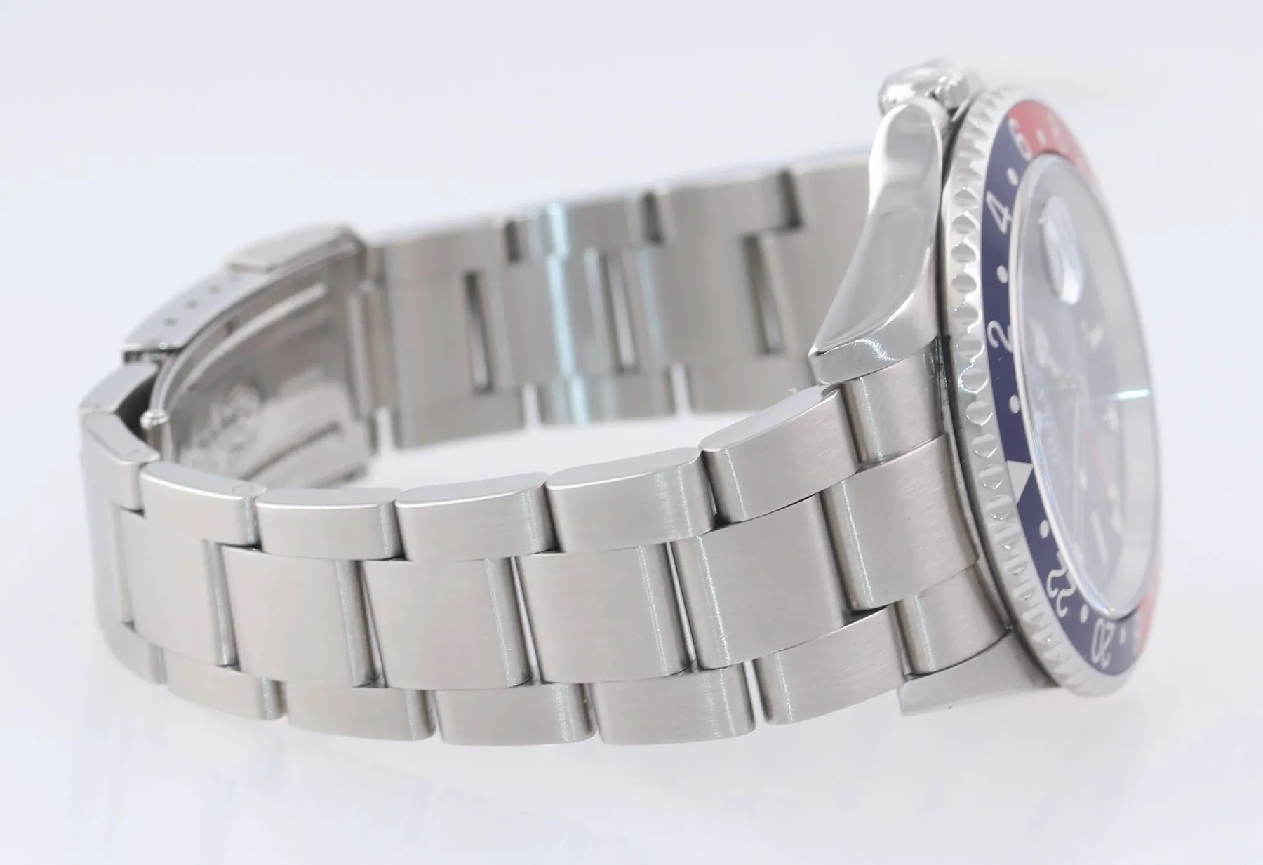 PAPERS 2005 NO HOLES Rolex GMT-Master 2 Pepsi Red Blue Steel 16710 40mm Watch