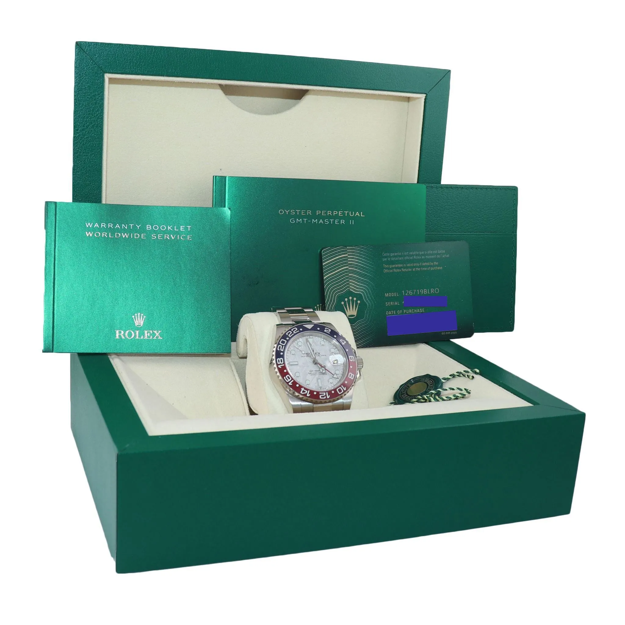 PAPERS 2020 Rolex GMT-Master II 126719 Pepsi METEORITE 18K White Gold Watch Box