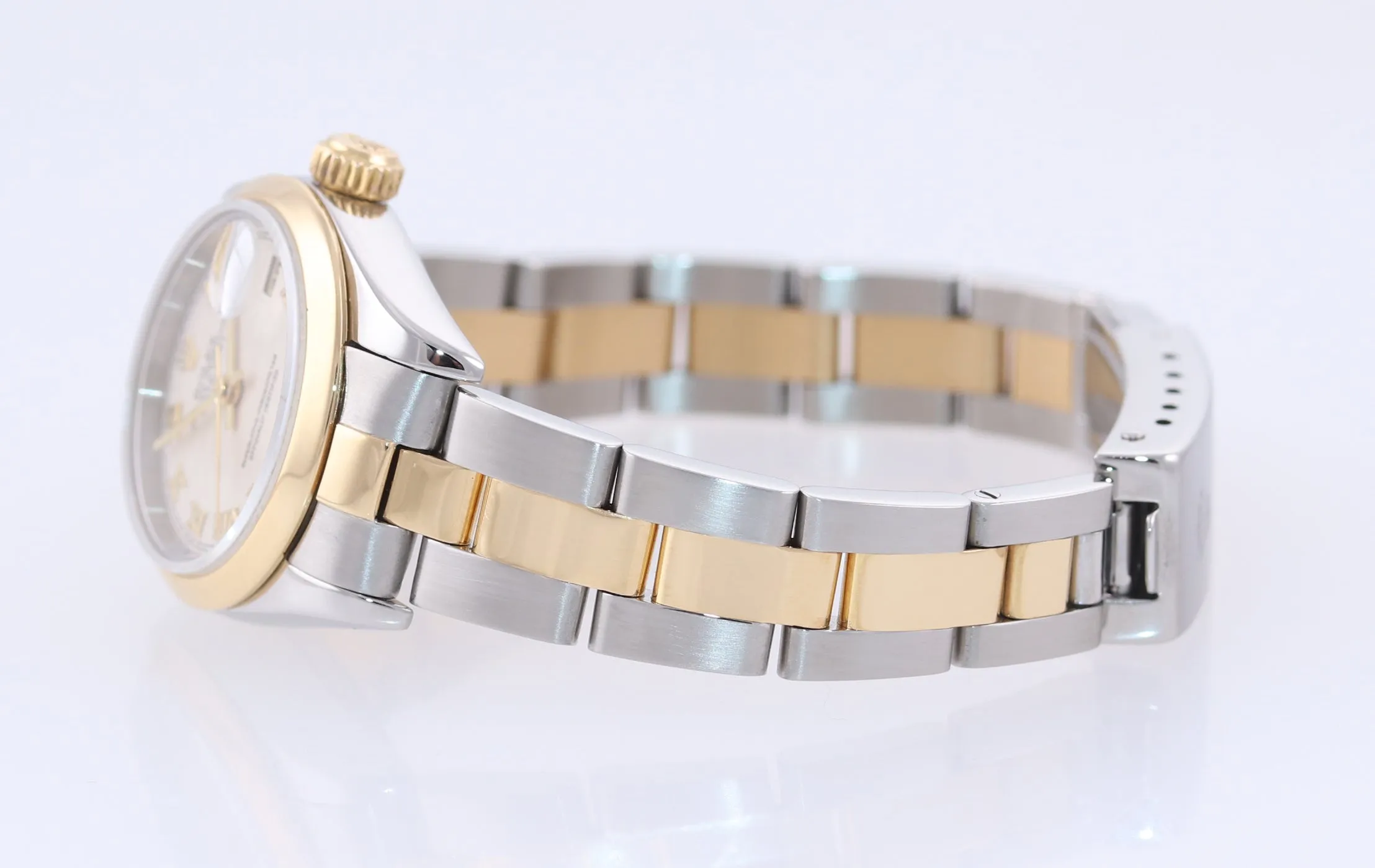PAPERS MINT Ladies Rolex DateJust 79163 18k Gold Two Tone 26mm Pyramid Watch
