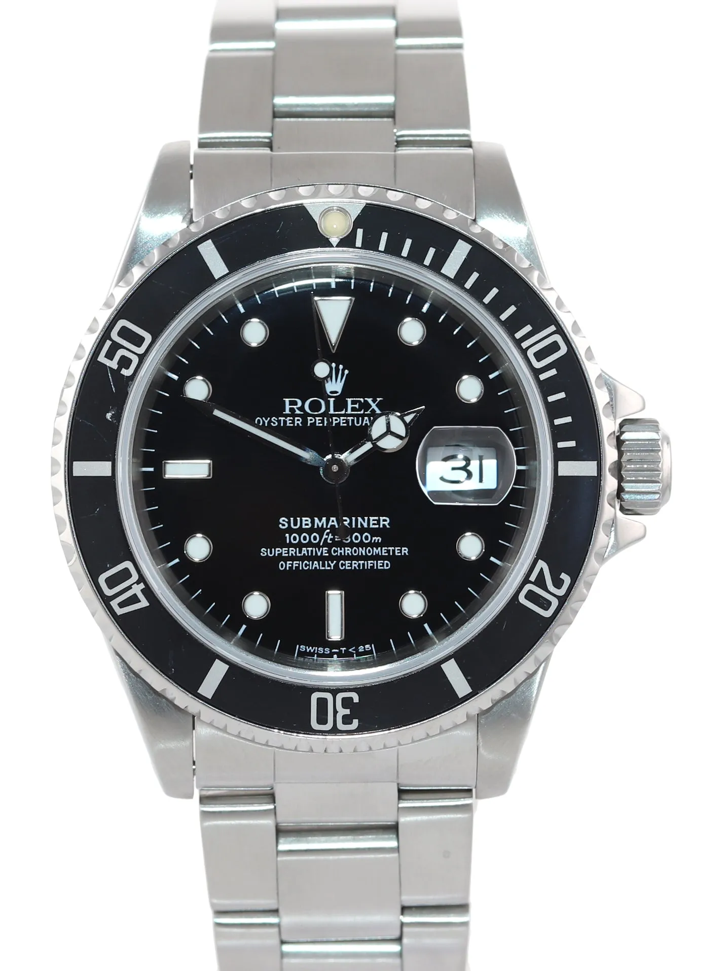 PAPERS TRITIUM DIAL Rolex Submariner Date 16610 Steel Black 40mm Watch Box