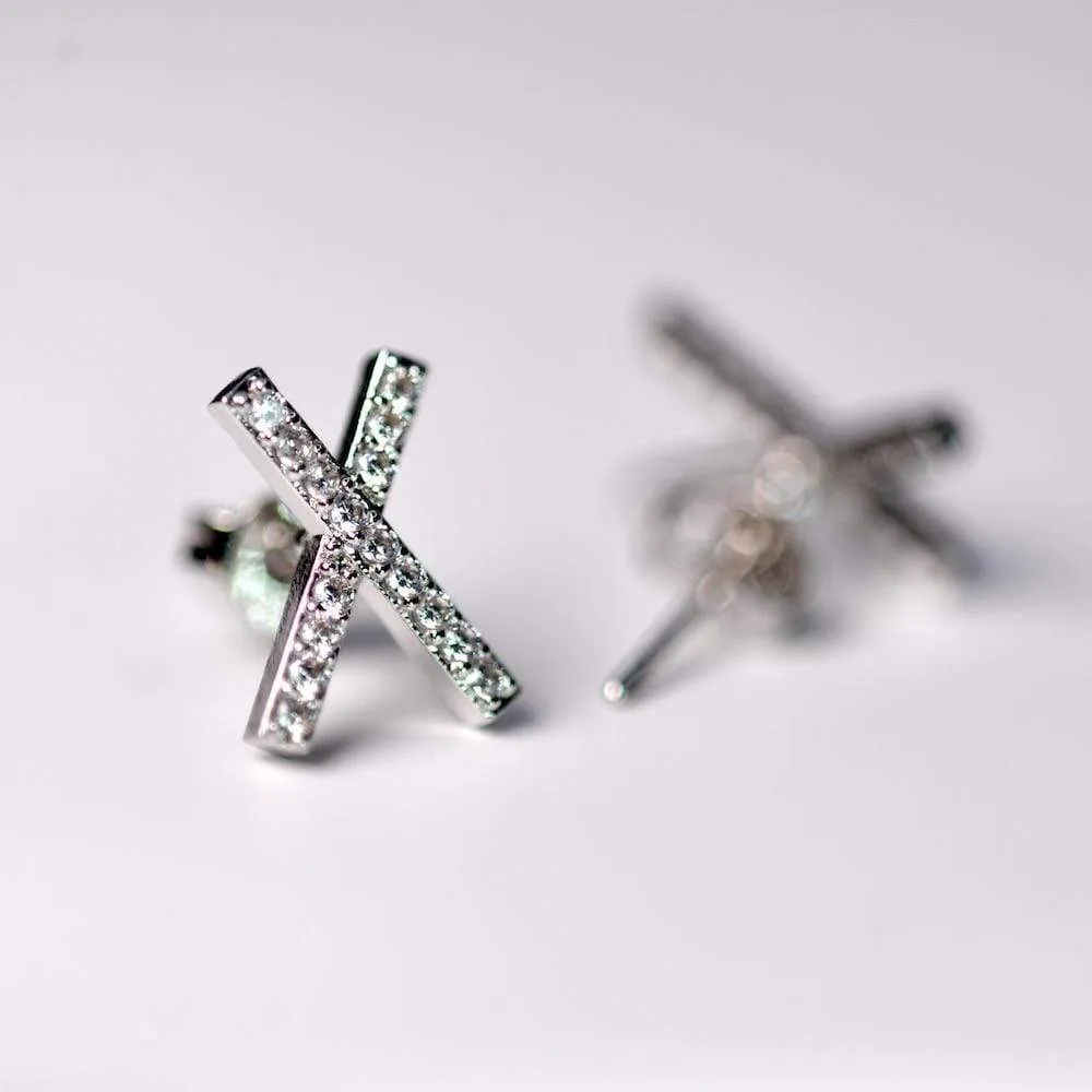 Pave X Studs Earring
