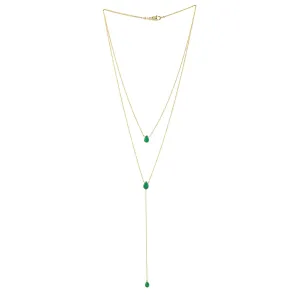 Pear Cut Emerald Multilayer Princess 18k Yellow Gold Necklace For Women