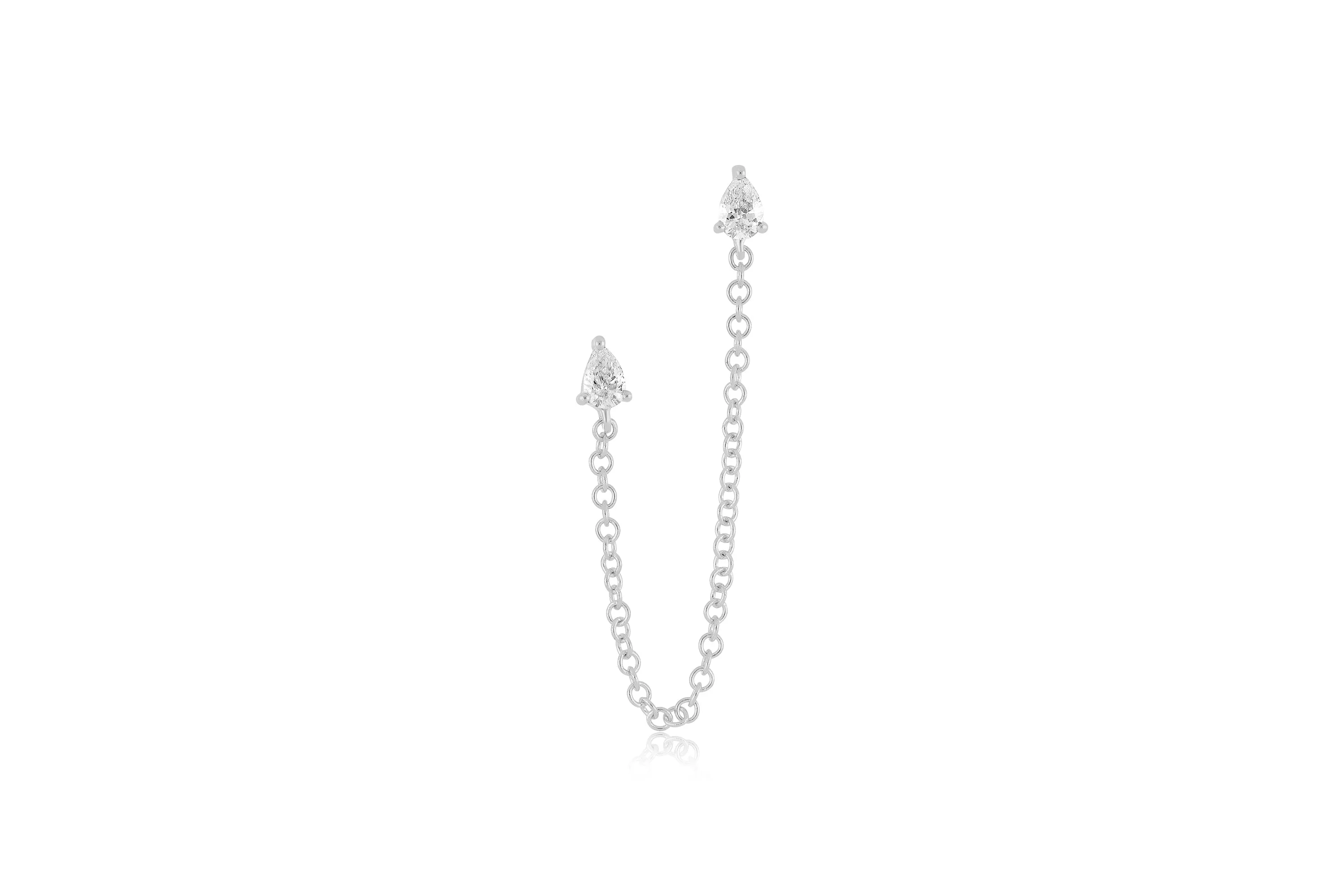 Pear Diamond Chain Double Stud Earring