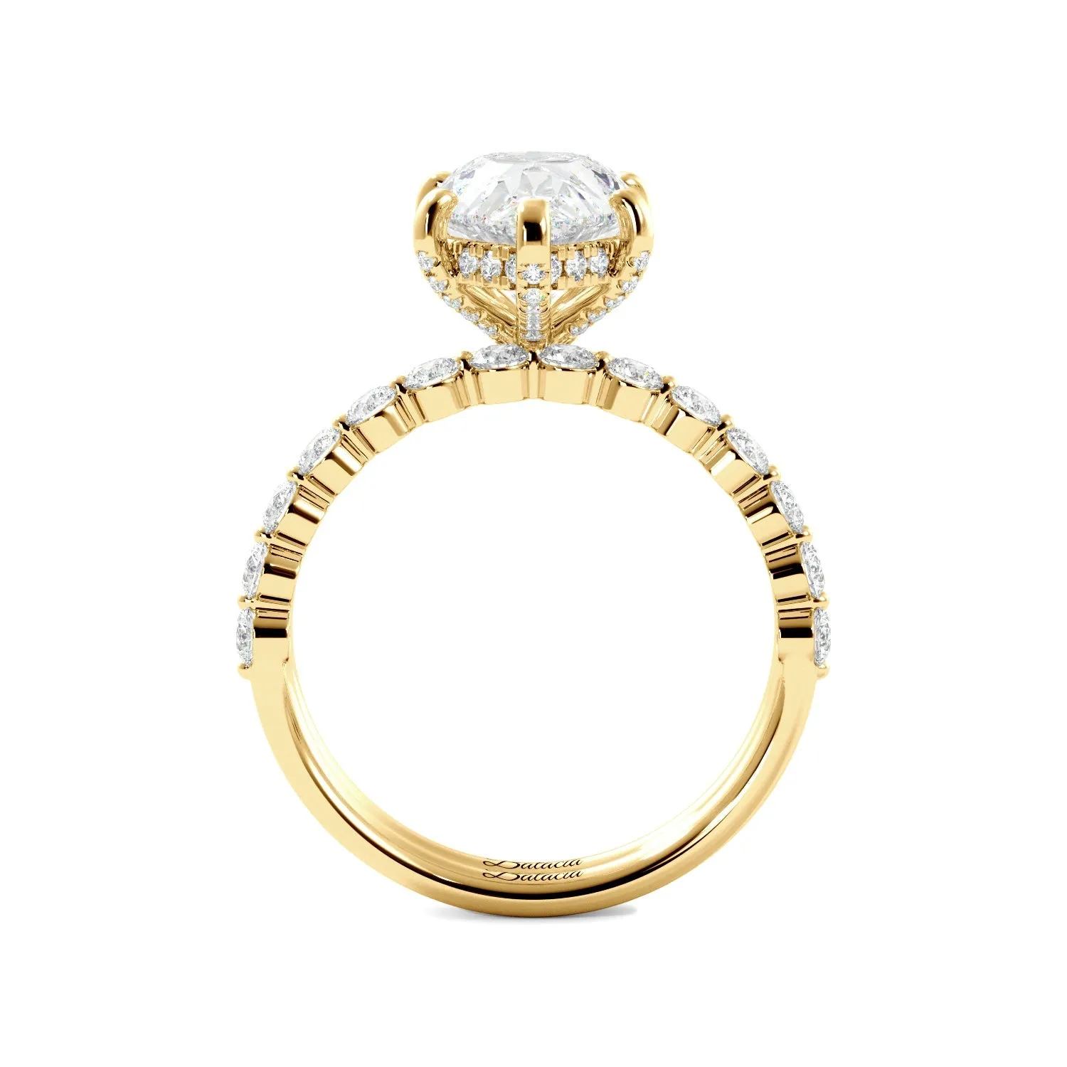 Pear Moissanite Engagement Ring Bubble Band Set