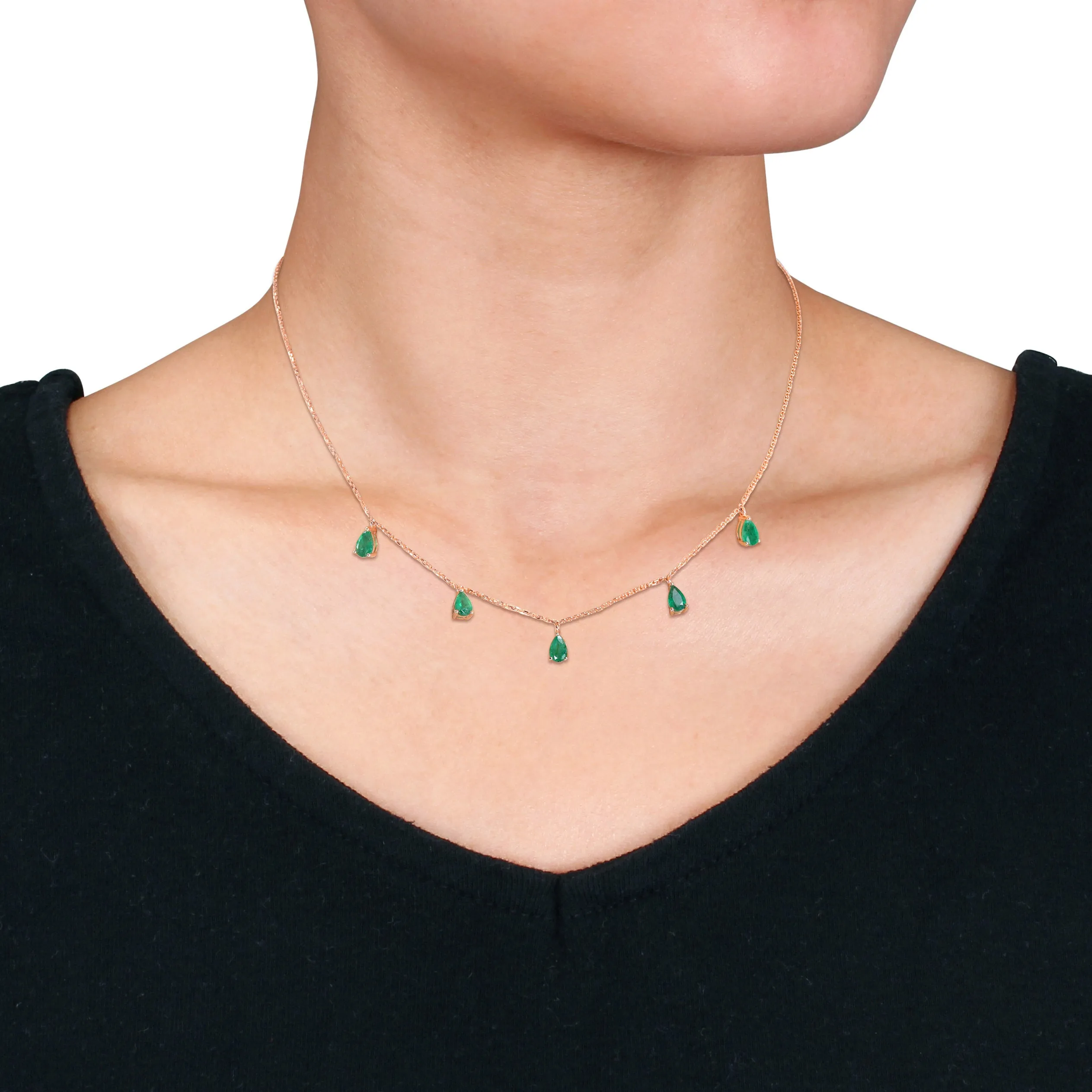 Pear Shape Emerald Floating Necklace