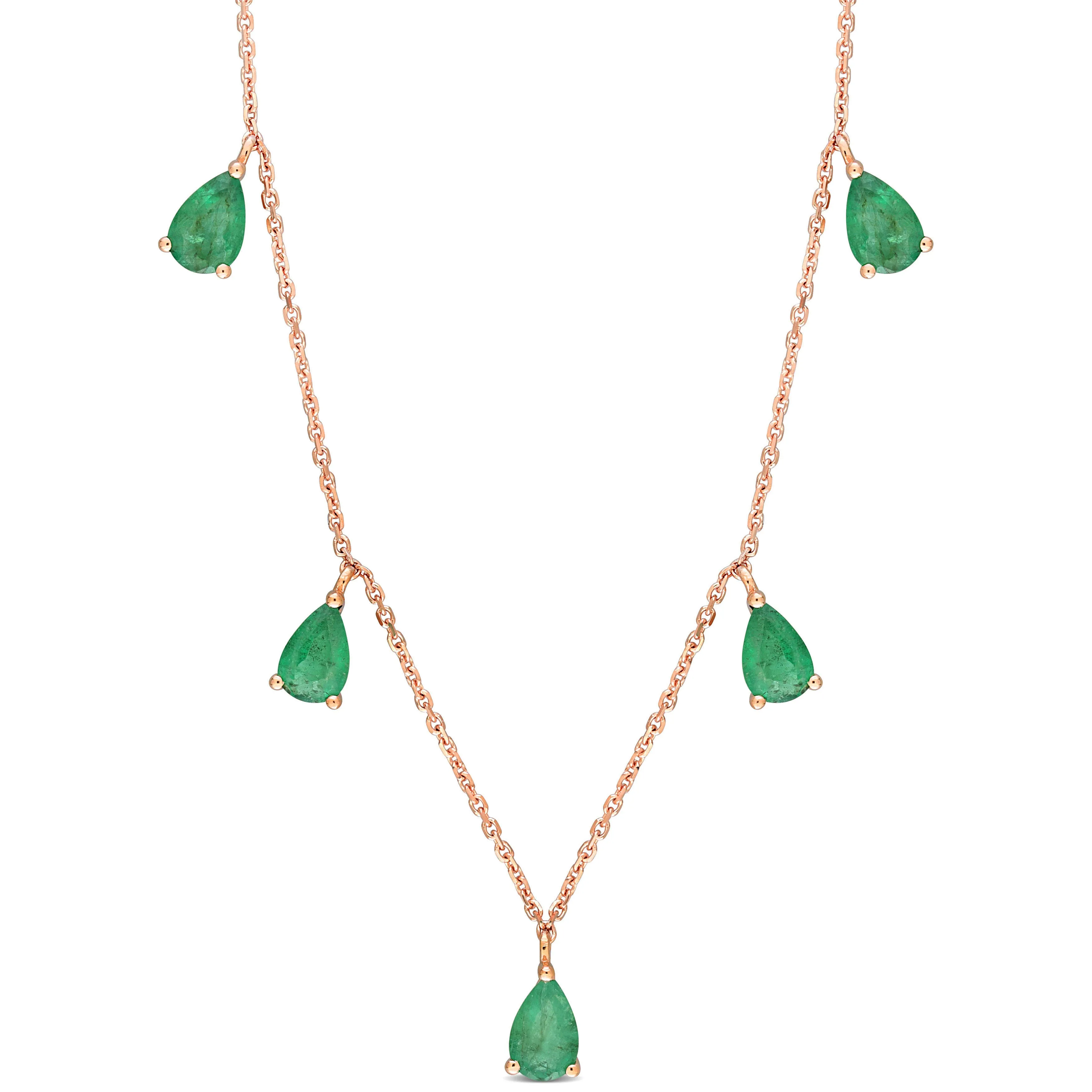 Pear Shape Emerald Floating Necklace