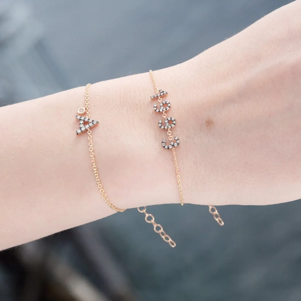 Personalized Diamond Bracelet Multiple Letters 18K Gold