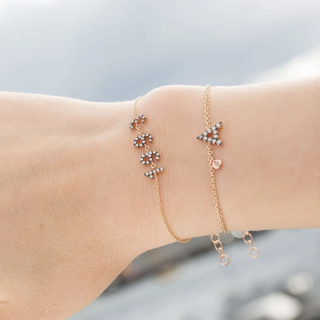 Personalized Diamond Bracelet Multiple Letters 18K Gold