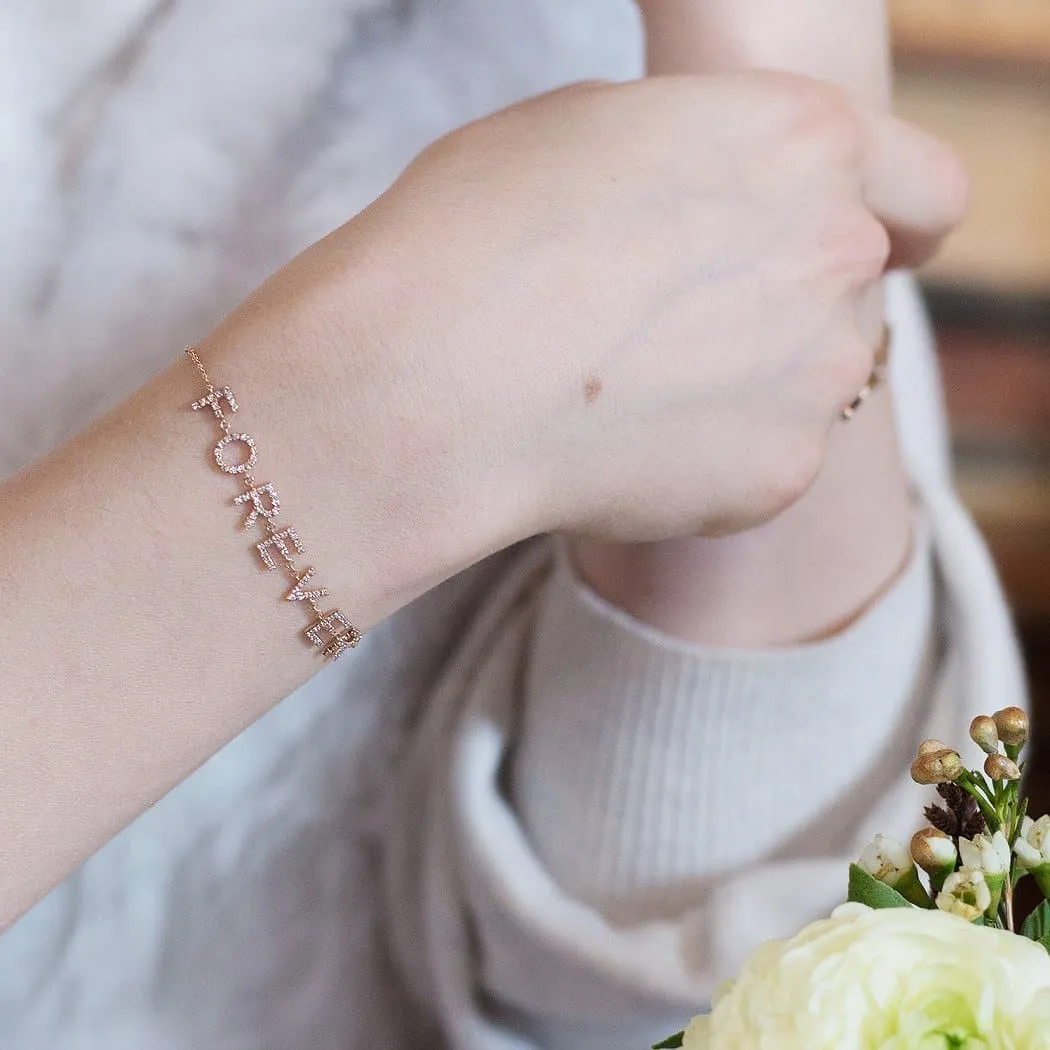 Personalized Diamond Bracelet Multiple Letters 18K Gold