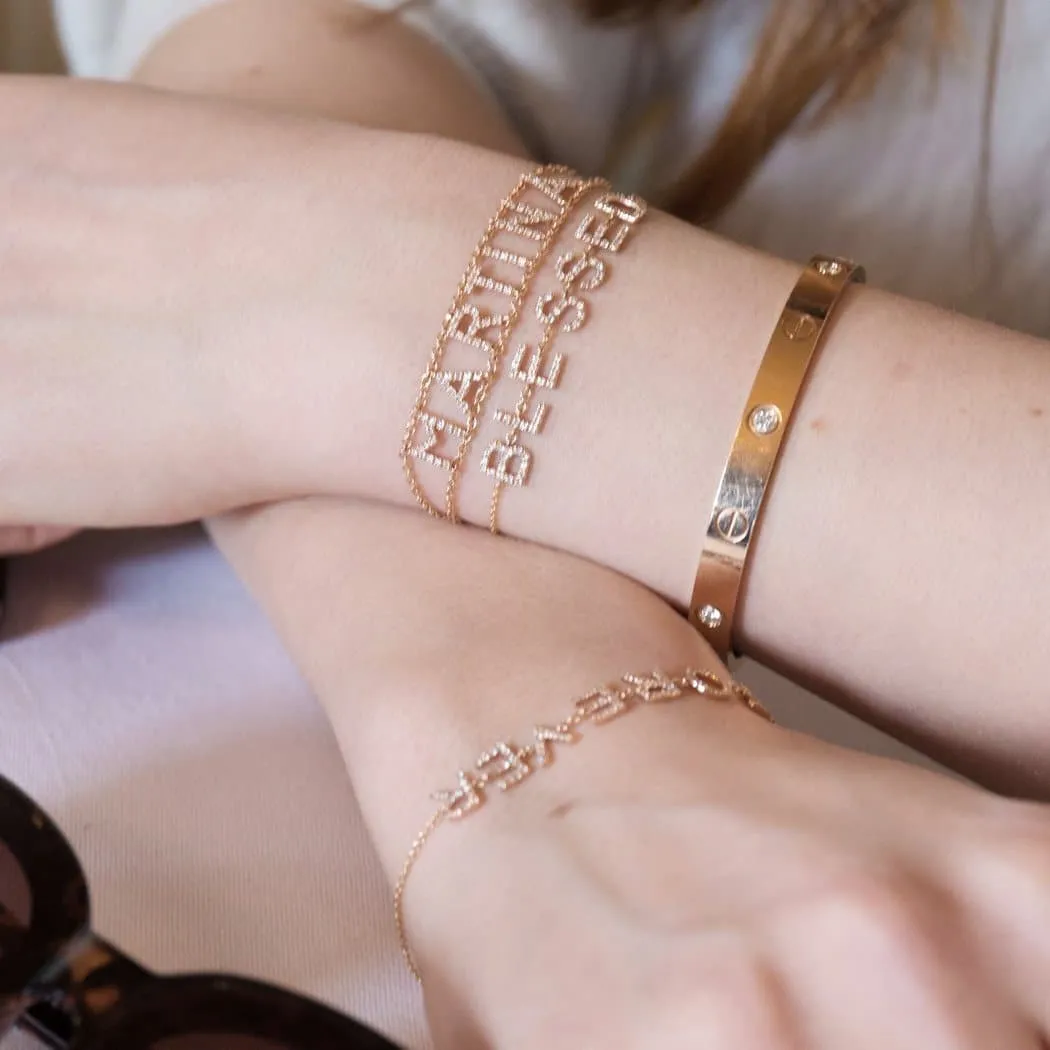 Personalized Diamond Bracelet Multiple Letters 18K Gold