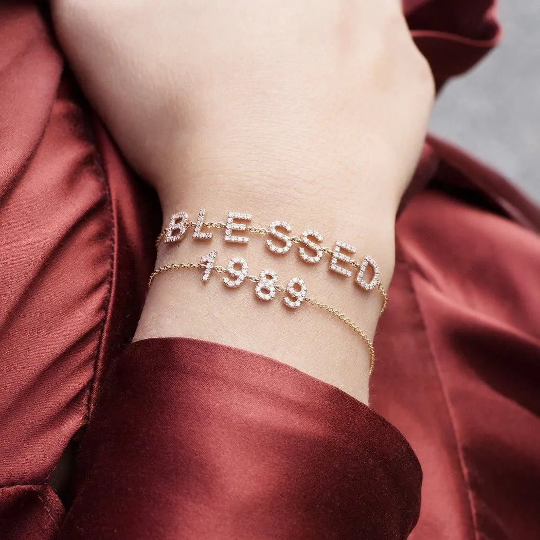 Personalized Diamond Bracelet Multiple Letters 18K Gold