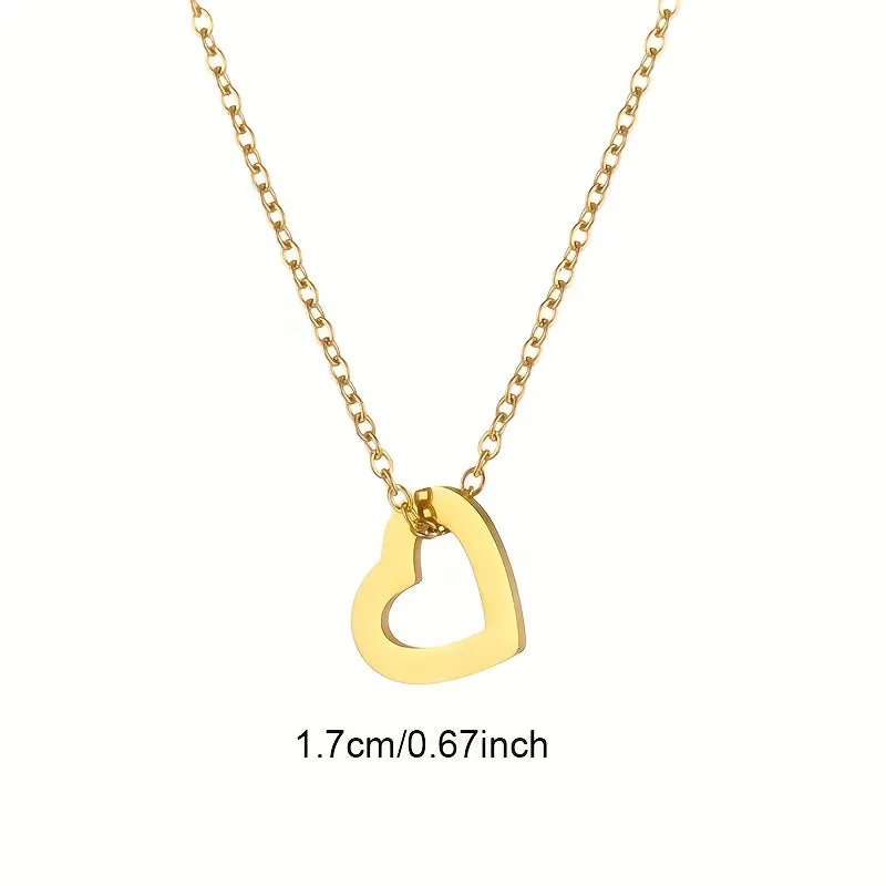 Personalized Engraved Name Necklace Stainless Steel Heart Pendant