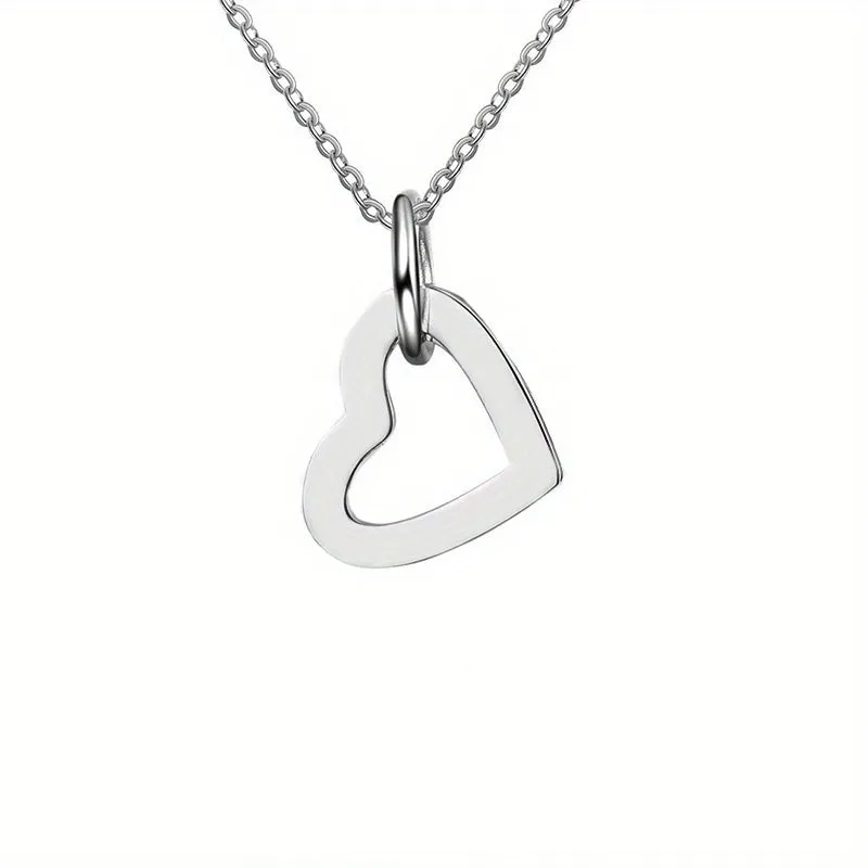 Personalized Engraved Name Necklace Stainless Steel Heart Pendant