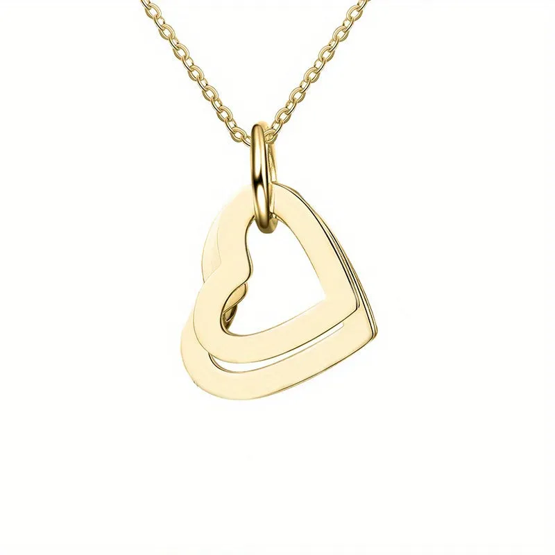 Personalized Engraved Name Necklace Stainless Steel Heart Pendant