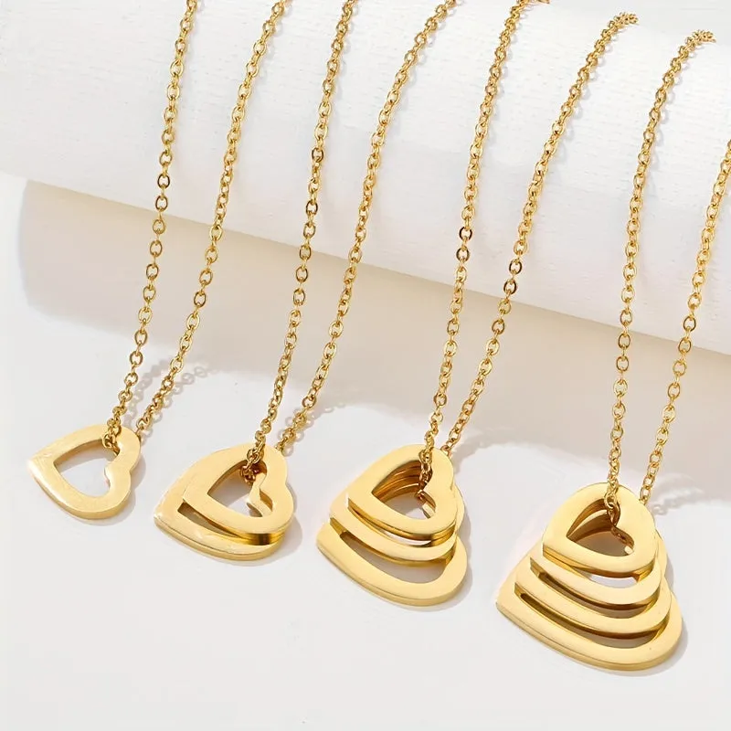 Personalized Engraved Name Necklace Stainless Steel Heart Pendant