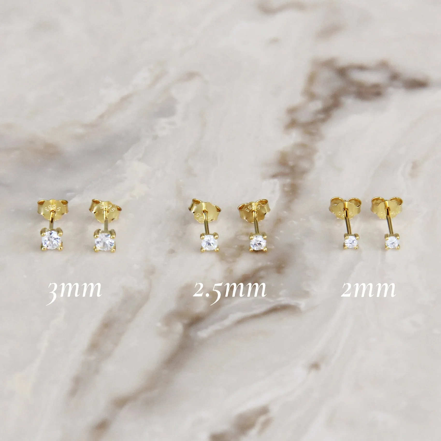 petite stud earrings - cz