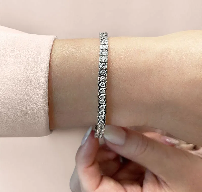 Pillow Bezel Set Lab-Grown Diamond Tennis Bracelet with 6.10 ct.(finished) 3.25mm