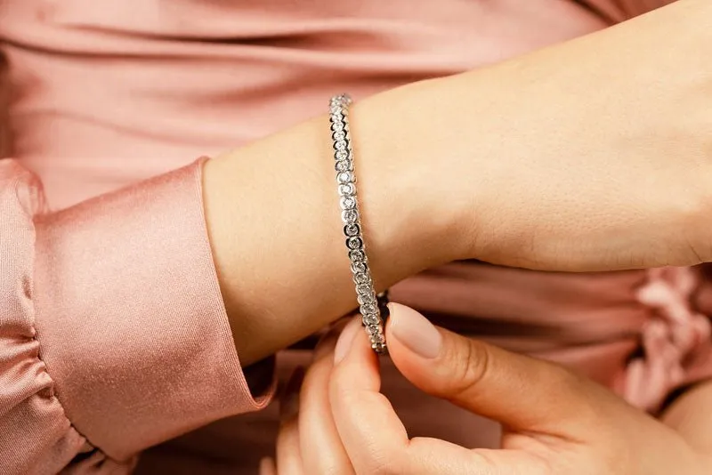 Pillow Bezel Set Lab-Grown Diamond Tennis Bracelet with 6.10 ct.(finished) 3.25mm