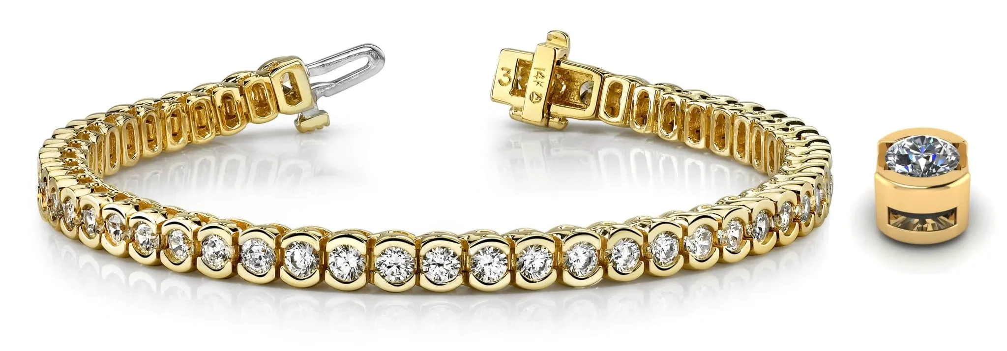 Pillow Bezel Set Lab-Grown Diamond Tennis Bracelet with 6.10 ct.(finished) 3.25mm