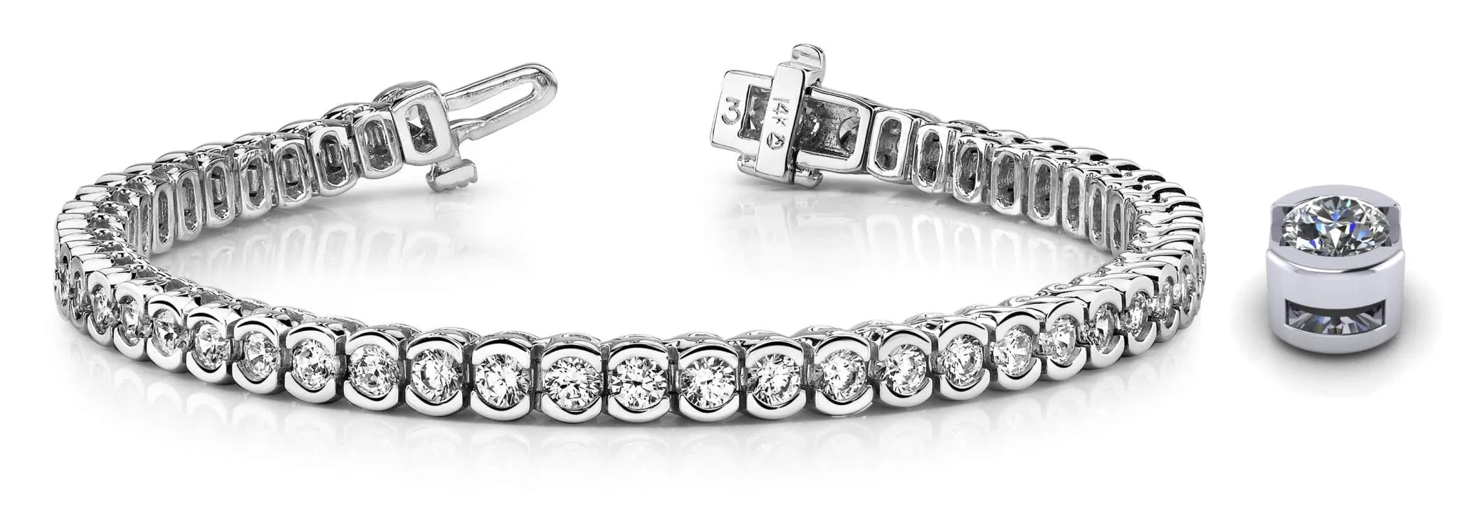 Pillow Bezel Set Lab-Grown Diamond Tennis Bracelet with 6.10 ct.(finished) 3.25mm