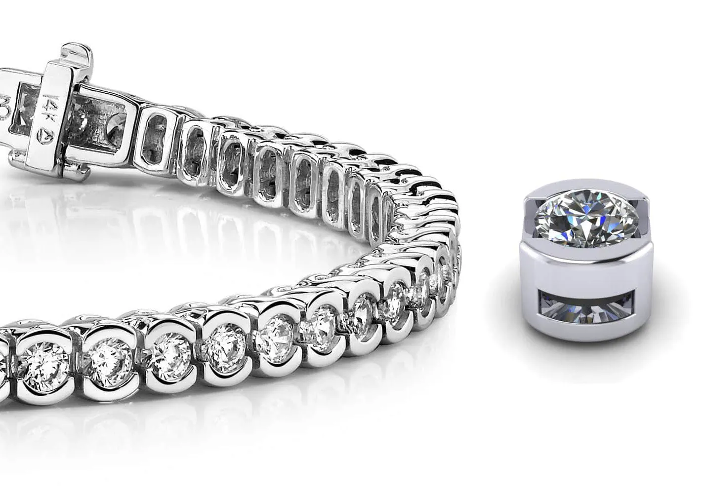 Pillow Bezel Set Lab-Grown Diamond Tennis Bracelet with 6.10 ct.(finished) 3.25mm