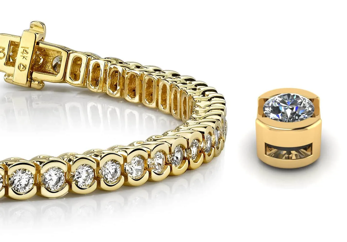 Pillow Bezel Set Lab-Grown Diamond Tennis Bracelet with 6.10 ct.(finished) 3.25mm