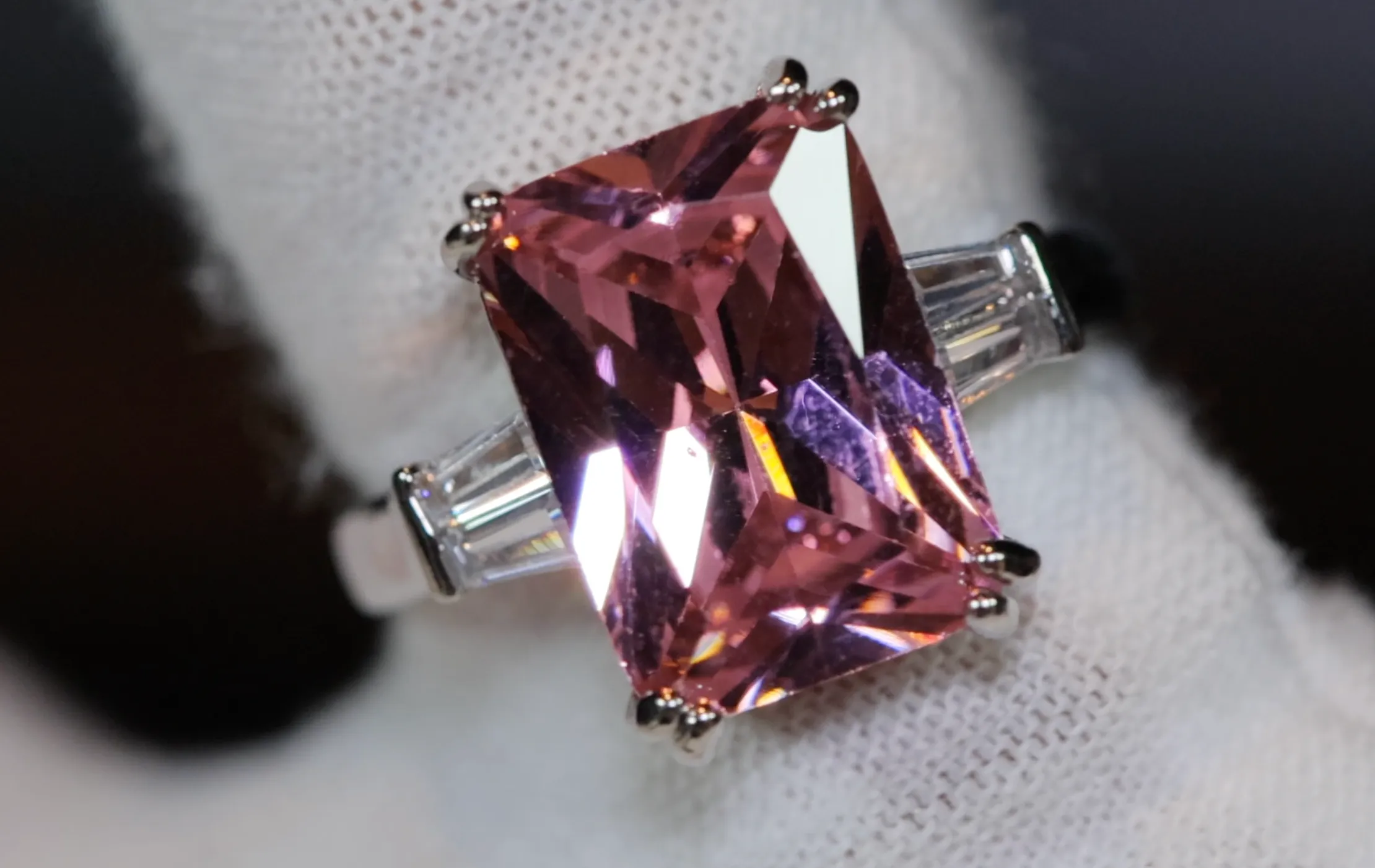 Pink Diamond Ring | Engagement Ring Diamond | Baguette Ring | Emerald Engagement Rings | Big Diamond Ring Womens | Big Carat