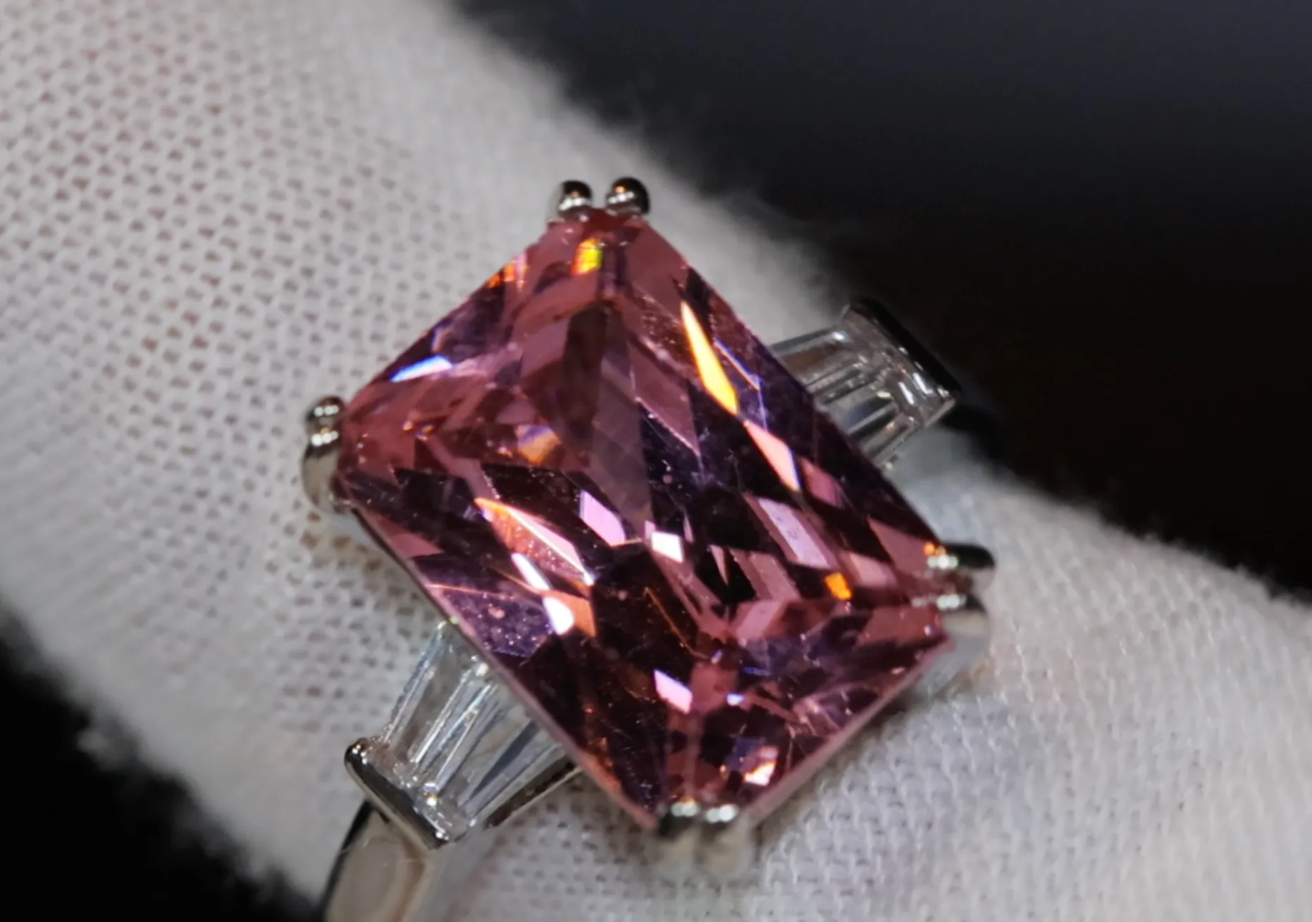 Pink Diamond Ring | Engagement Ring Diamond | Baguette Ring | Emerald Engagement Rings | Big Diamond Ring Womens | Big Carat