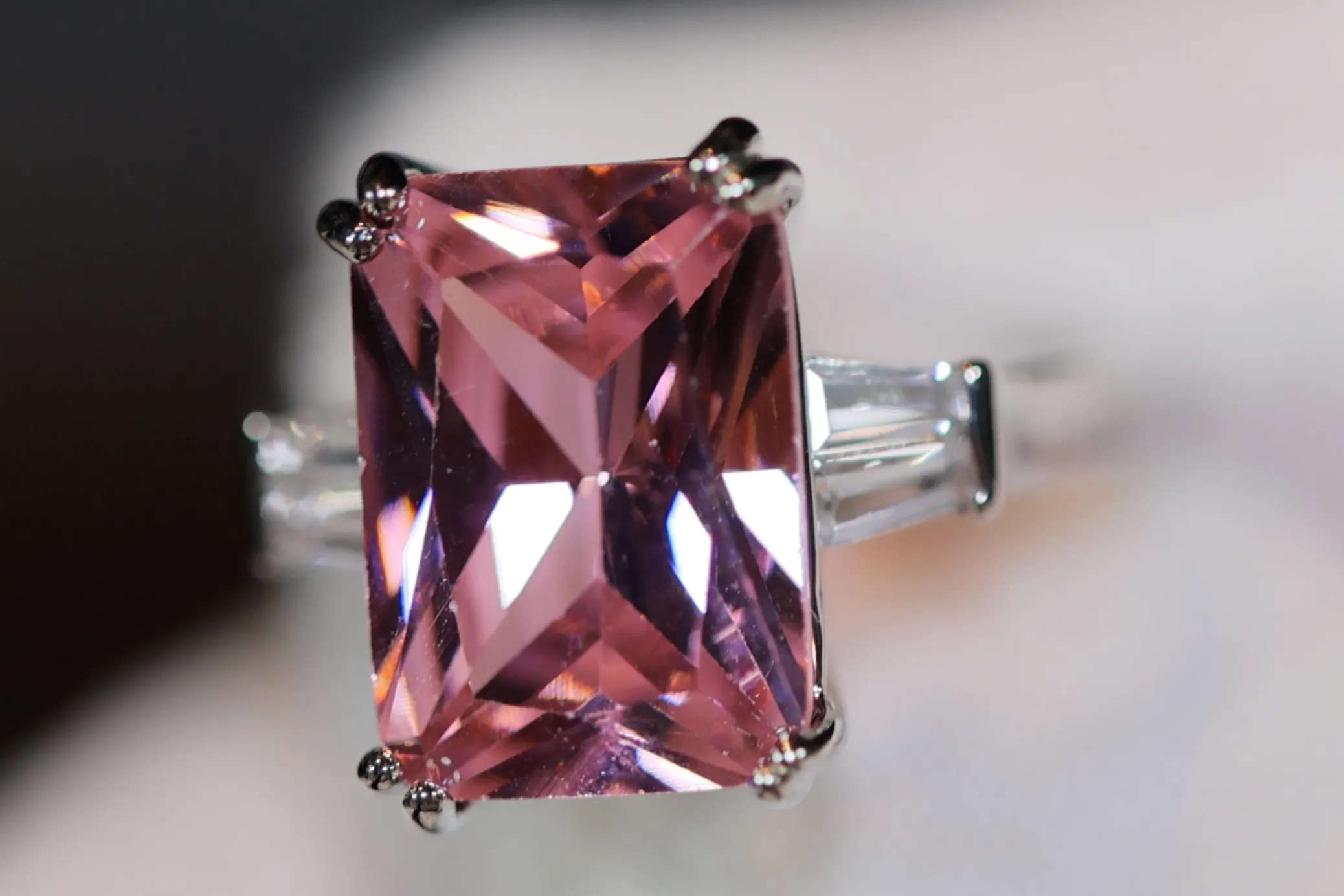 Pink Diamond Ring | Engagement Ring Diamond | Baguette Ring | Emerald Engagement Rings | Big Diamond Ring Womens | Big Carat