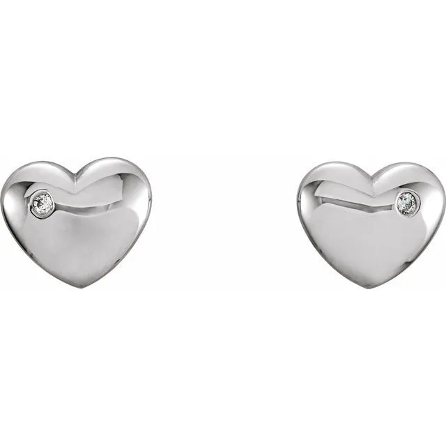 Platinum .02 CTW Diamond Heart Earrings
