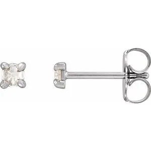 Platinum .05 CTW Rose-Cut Natural Diamond 4-Prong Claw Earrings