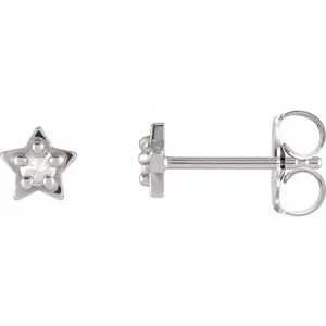 Platinum .05 CTW Rose-Cut Natural Diamond Petite Star Earrings