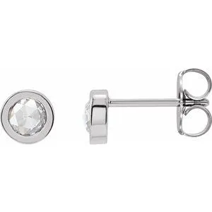 Platinum 1/3 CTW Rose-Cut Natural Diamond Bezel-Set Earrings