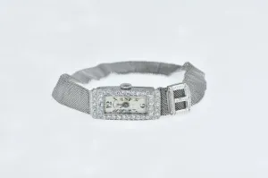 Platinum 1.50 Ctw Art Deco Diamond Mesh Chain Women's Watch