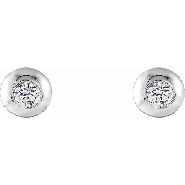 Platinum 1/8 CTW Diamond Domed Stud Earrings