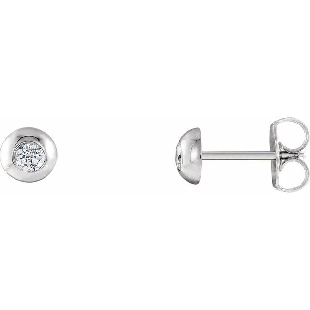 Platinum 1/8 CTW Diamond Domed Stud Earrings