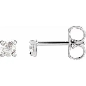 Platinum 1/8 CTW Rose-Cut Natural Diamond 4-Prong Claw Earrings