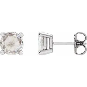 Platinum 1/8 CTW Rose-Cut Natural Diamond Stud Earrings