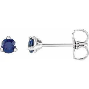 Platinum 3 mm Natural Blue Sapphire Earrings