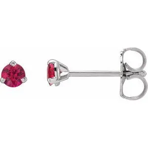 Platinum 3 mm Natural Ruby Earrings