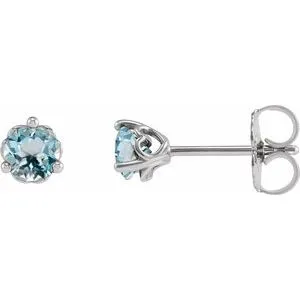 Platinum 3 mm Natural Sky Blue Topaz Cocktail-Style Earrings
