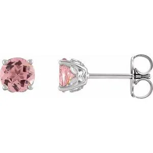Platinum 5 mm Natural Pink Tourmaline Earrings