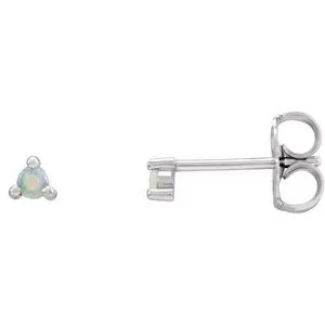 Platinum 5 mm Round Natural White Opal Earrings